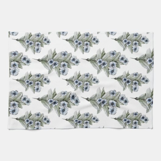 Blue Vinca Kitchen of Tea Towel Theedoek (Horizontaal)