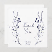 Blue Vines & Flowers Vrijgezellenfeest Dank u kaar Kaart (Voorkant / Achterkant)