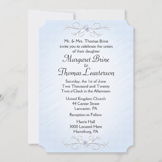 Blue Vines Wedding Invitations 5 x 7 inch Kaart (Voorkant)