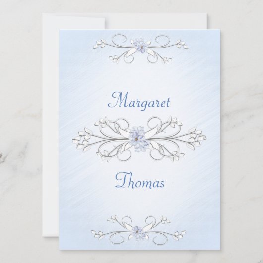 Blue Vines Wedding Invitations Kaart (Achterkant)