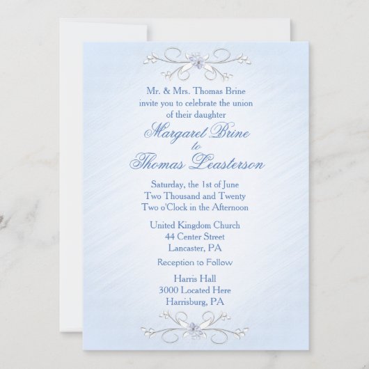Blue Vines Wedding Invitations Kaart (Voorkant)