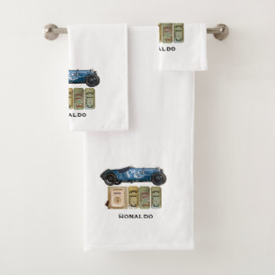 Blue Vintage-auto Bad Handdoek