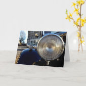 Blue Vintage-auto Kaart (Gele Bloem)