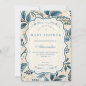 Blue Vintage Botanical Baby Shower Kaart (Voorkant)