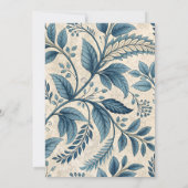 Blue Vintage Botanical Baby Shower Kaart (Achterkant)