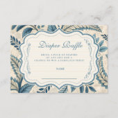 Blue Vintage Botanical Diapper Raffle Informatiekaartje (Voorkant)