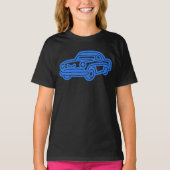 Blue Vintage Car Illustration T-shirt (Voorkant)