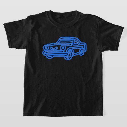 Blue Vintage Car Illustration T-shirt (Laagn)
