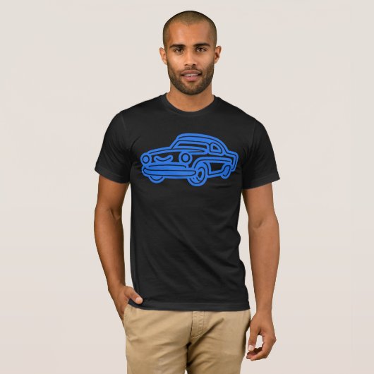 Blue Vintage Car Illustration T-shirt (Voorkant volledig)