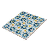 Blue Vintage Floral Elegant Tegeltje (Zijkant)