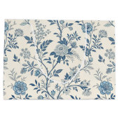 Blue Vintage Floral Pattern Groot Cadeauzakje (Achterkant)
