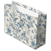 Blue Vintage Floral Pattern Groot Cadeauzakje (Voorkant Gekanteld)