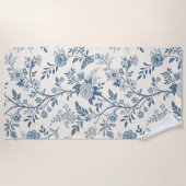 Blue Vintage Floral Pattern Strandlaken (Voorkant)
