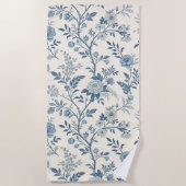 Blue Vintage Floral Pattern Strandlaken (Voorkant)