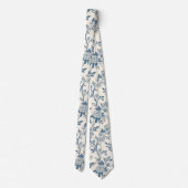 Blue Vintage Floral Pattern Stropdas (Achterkant)