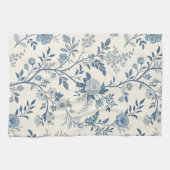 Blue Vintage Floral Pattern Theedoek (Horizontaal)