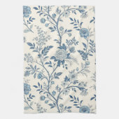 Blue Vintage Floral Pattern Theedoek (Verticaal)