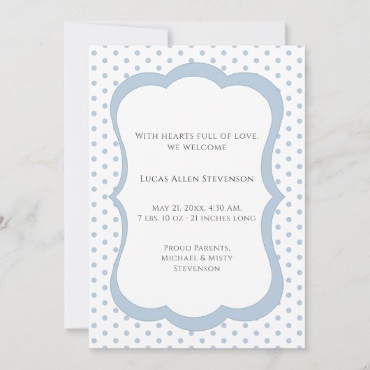 Blue Vintage Frame Whimsical Baby Aankondiging (Achterkant)