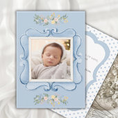 Blue Vintage Frame Whimsical Baby Aankondiging