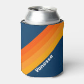 Blue Vintage Stripe with Name Blikjeskoeler (Blikje Voorkant)