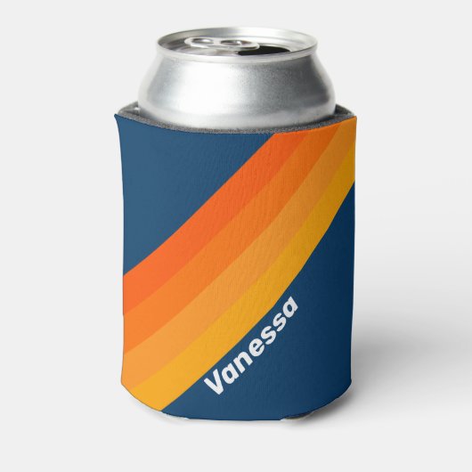 Blue Vintage Stripe with Name Blikjeskoeler (Blikje Achterkant)