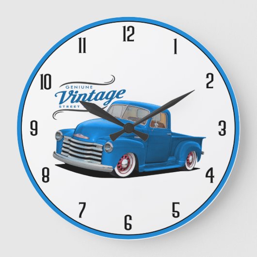 Blue Vintage Truck Grote Klok (Voorkant)