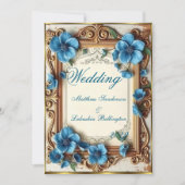 Blue Vintage Wedding Beautiful floral French  Kaart (Voorkant)