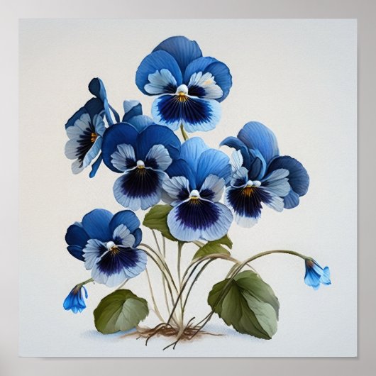 Blue Violas Flower Art Print Poster (Voorkant)