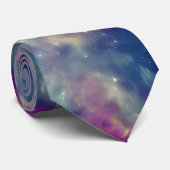 Blue Violet Blauwgroen Cosmic Nebula Milky Way Stropdas (Opgerold)