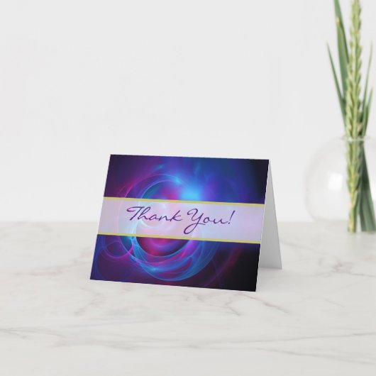 Blue Violet en Pink Cosmic Weddenschap Dank je Bedankkaart (Voorkant)
