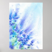 Blue Violet Field of Flowers Abstracte Waterverf Poster (Voorkant)