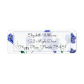 Blue Violet Floral Waterverf Return Address Label (Voorkant)