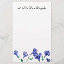 Blue Violet Floral Waterverf Specialized Station Briefpapier