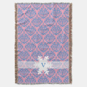 Blue Violet Frosted Orchid Damask met Snowflake Deken (Voorkant Verticaal)