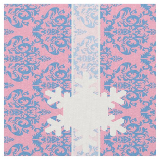 Blue Violet Frosted Orchid Damask met Snowflake Stof (Close Up)