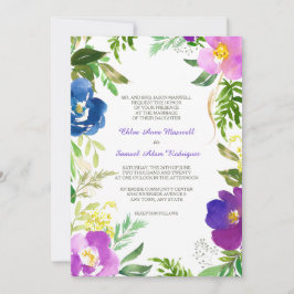 Blue Violet Garden Formal Wedding Kaart
