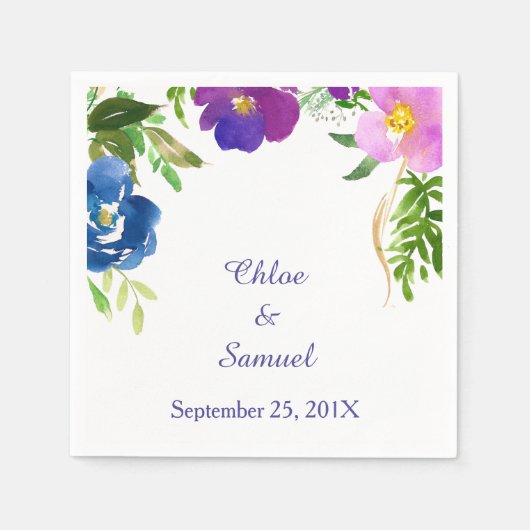 Blue Violet Garden Wedding Servetten (Voorkant)