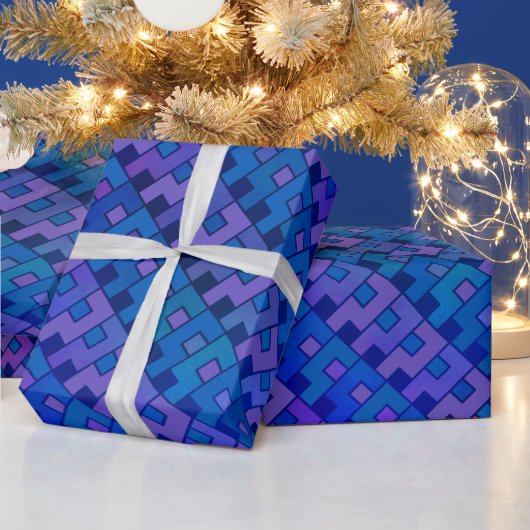 Blue Violet geometrisch Cadeaupapier (Feestdagen)