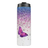 *~* Blue Violet Glitter Butterfly Girly Thermosbeker (Voorkant)