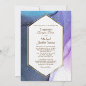 Blue Violet Gold Confetti Waterverf Wedding Kaart (Voorkant)