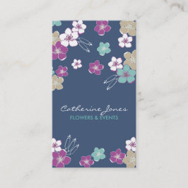 Blue violet hawaiian exotic flowers illustration visitekaartje