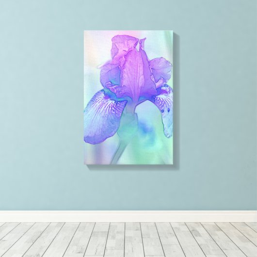Blue Violet Iris Digital-Waterverf Canvas Afdruk (Insitu (Houten vloer))