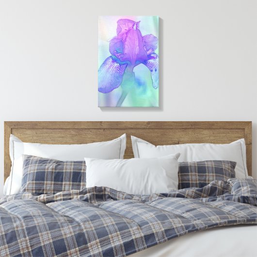 Blue Violet Iris Digital-Waterverf Canvas Afdruk (Insitu (Slaapkamer))