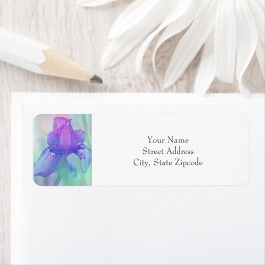 Blue Violet Iris Digital-Waterverf Etiket (Insitu)
