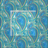 Blue Violet Lime Green Paisley Floral Pattern Stof (Delen)