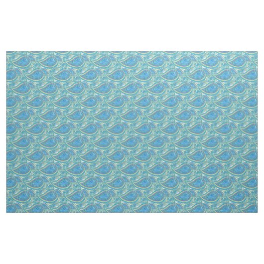 Blue Violet Lime Green Paisley Floral Pattern Stof (Fat Quarter)