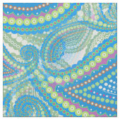 Blue Violet Lime Green Paisley Floral Pattern Stof (Close Up)