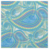 Blue Violet Lime Green Paisley Floral Pattern Stof (Swatch)