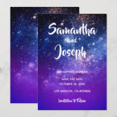 Blue Violet Ombre Cosmic Foto Save The Date (Voorkant / Achterkant)