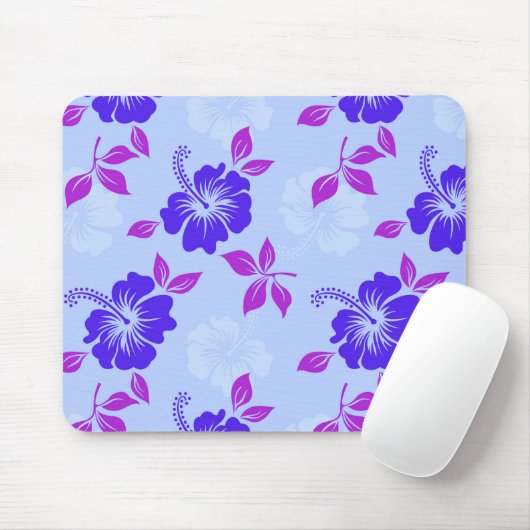 Blue Violet Paars Hibiscus Flower Muismat (Met muis)